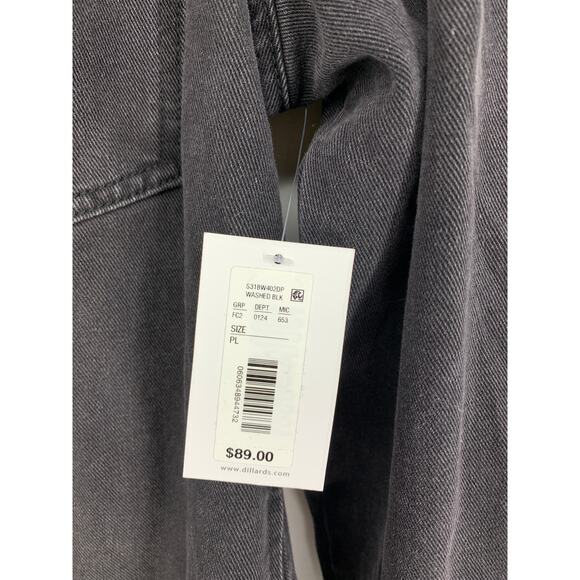 Westbound Petites Denim Jacket Womens PL Raw Hem Washed Black Oversized NEW - Picture 4 of 7